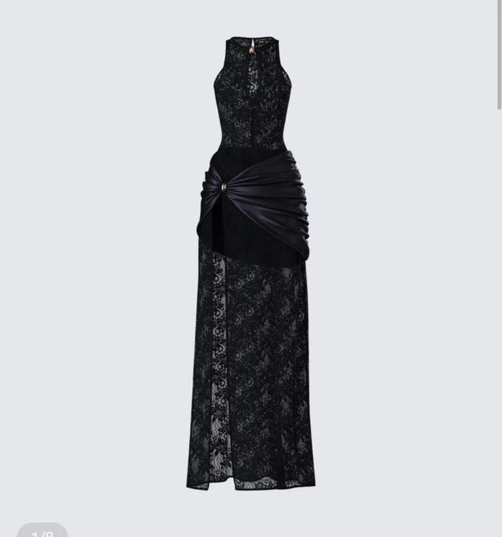 Lavinia black lace cut out maxi dress